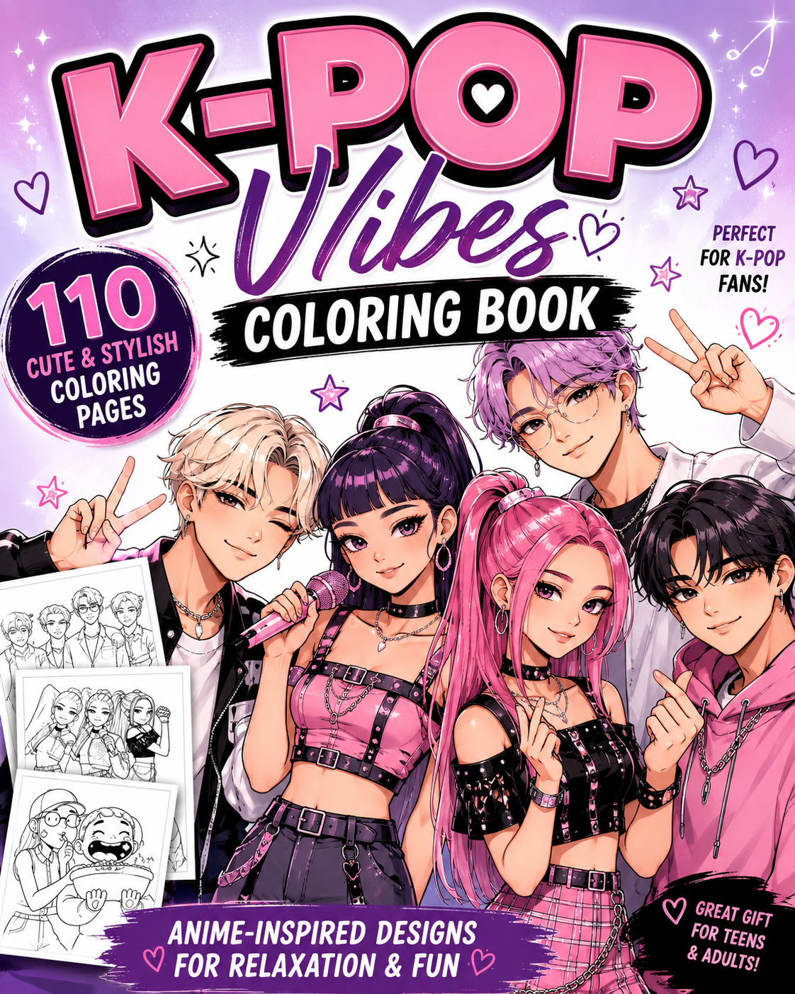 Carte de Colorat K-POP – Distracție și Creativitate pentru Fanii K-Pop!
